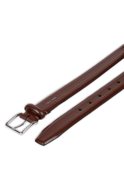Cole Haan Fes Stitch Leather Belt In Tan