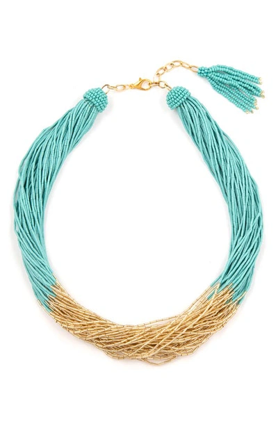 Shop Deepa Gurnani Loretta Beaded Layered Necklace In Turquoise