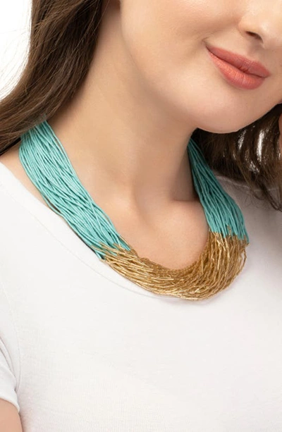 Shop Deepa Gurnani Loretta Beaded Layered Necklace In Turquoise