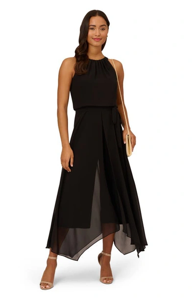 Shop Adrianna Papell Jersey & Chiffon Jumpsuit In Black