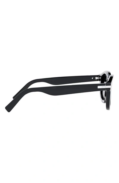 Shop Dior 'blacksuit R5i 48mm Round Sunglasses In Shiny Black / Smoke