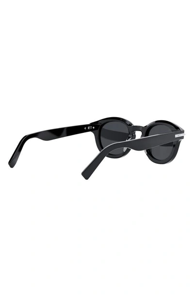 Shop Dior 'blacksuit R5i 48mm Round Sunglasses In Shiny Black / Smoke