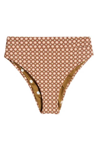 Shop Maaji Mosaico Suzy Q Reversible Bikini Bottoms In Brown