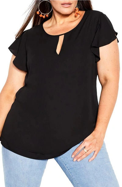 Shop City Chic Sweet Waterfall Top In Black