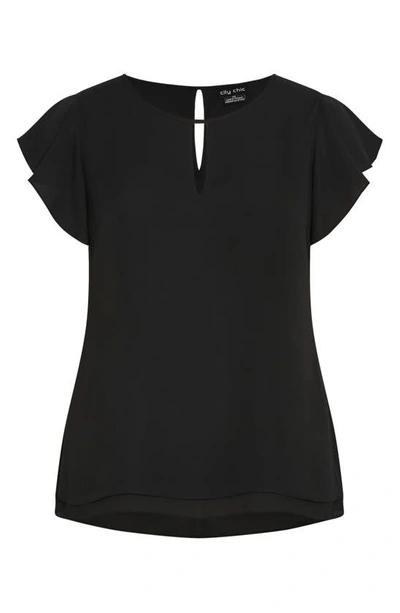 Shop City Chic Sweet Waterfall Top In Black