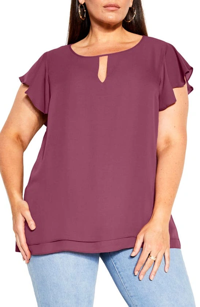 Shop City Chic Sweet Waterfall Top In Roseberry