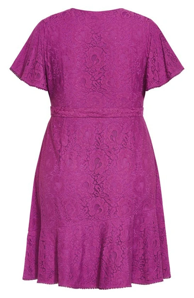 Shop City Chic Sweet Luv Lace Faux Wrap Dress In Magenta