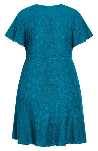 Shop City Chic Sweet Luv Lace Faux Wrap Dress In Teal