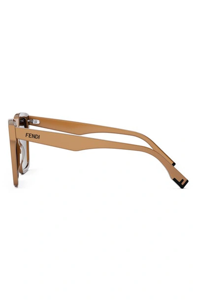 Shop Fendi The  Way 55mm Geometric Sunglasses In Shiny Beige / Gradient Brown