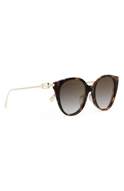 Shop Fendi The  Baguette 54mm Round Sunglasses In Havana / Gradient Brown