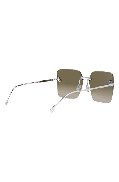 Fendi Rimless Square Metal Sunglasses In Spall/blug