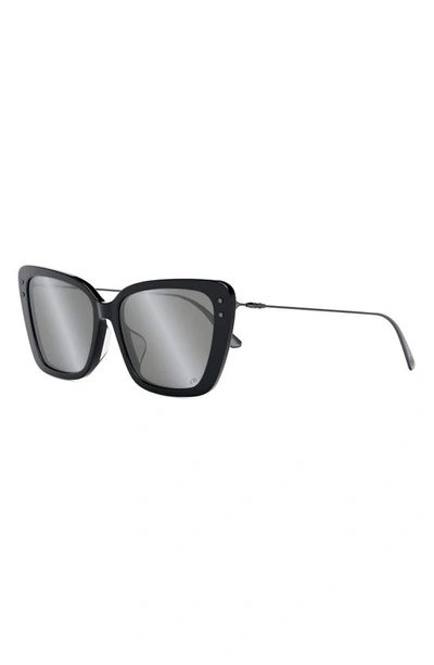 Dior Miss 54mm Butterfly Sunglasses In Shiny Black / Smoke Mirror