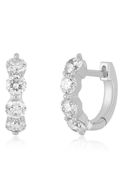 Shop Ef Collection Jumbo Diamond Huggie Hoop Earrings In 14k White Gold