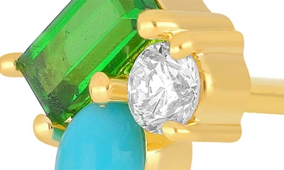 Ef Collection Triple Treasure Stud Earrings In 14k Yellow Gold