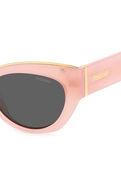 Shop Polaroid 50mm Polarized Cat Eye Sunglasses In Pink/ Gray Polarized