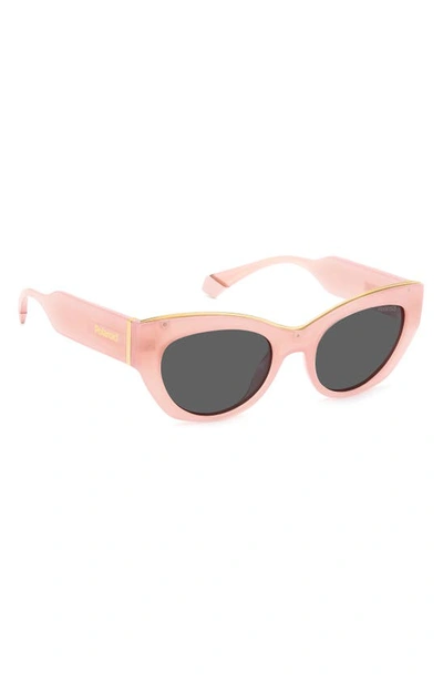 Shop Polaroid 50mm Polarized Cat Eye Sunglasses In Pink/ Gray Polarized