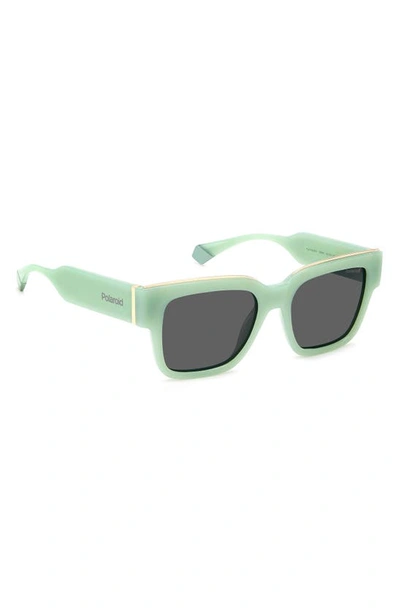 Shop Polaroid 52mm Polarized Square Sunglasses In Green/ Gray Polarized