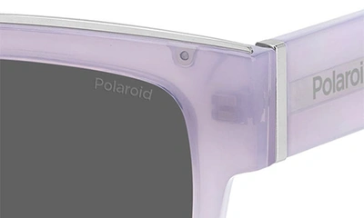Shop Polaroid 52mm Polarized Square Sunglasses In Lilac/ Gray Polarized