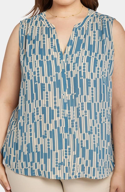 Shop Nydj Print Sleeveless Pleat Back Top In Jasmine Geo