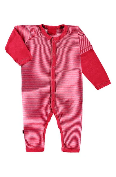 Shop Paigelauren Stripe Cotton & Modal Romper In Red