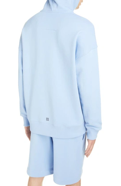 Shop Givenchy Eagle Logo Graphic Hoodie In Light Blue