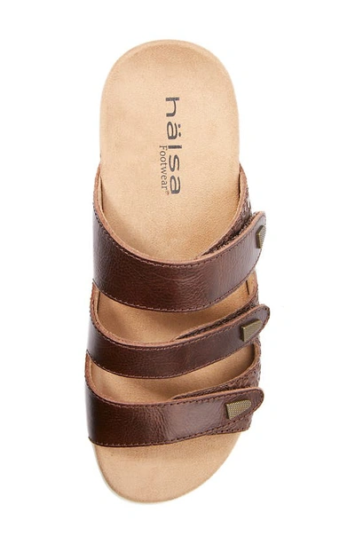 Shop Halsa Footwear Hälsa Delight Strappy Slide Sandal In Dark Brown Waxed/ Embossed
