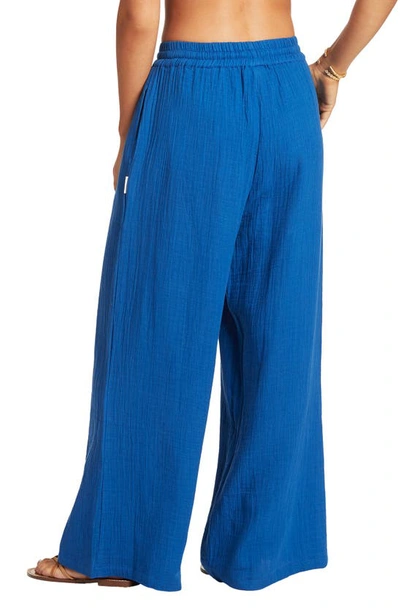 Shop Sea Level Sunset Beach High Waist Cotton Gauze Cover-up Pants In Cobalt