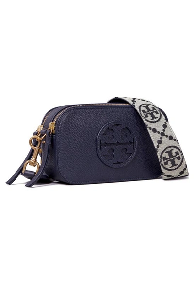 Shop Tory Burch Mini Miller Leather Crossbody Bag In Tory Navy