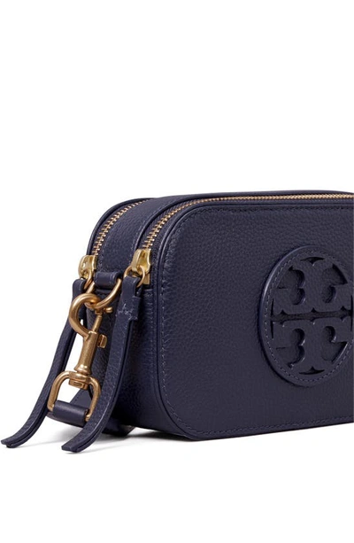 Shop Tory Burch Mini Miller Leather Crossbody Bag In Tory Navy