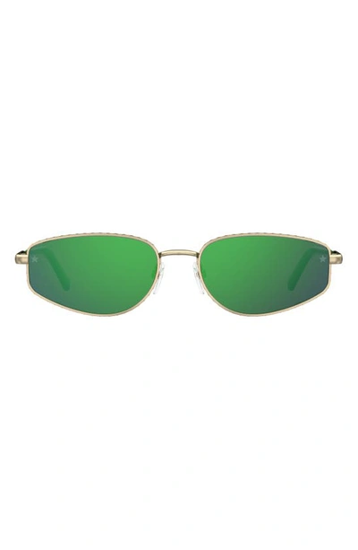Shop Chiara Ferragni 56mm Rectangular Sunglasses In Gold Green/ Green Multi