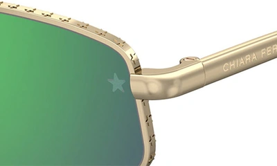 Shop Chiara Ferragni 56mm Rectangular Sunglasses In Gold Green/ Green Multi