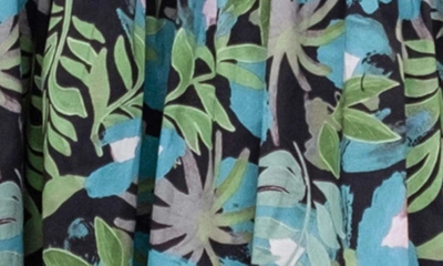 Shop Moon River Floral Back Cutout Midi Dress In Blue/ Green Multi