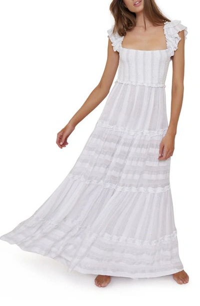 Pq Swim Victoria Sequin-embellished Striped Maxi Dress In Water Lily
