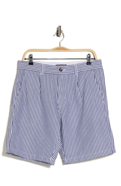 Shop Slate & Stone Cotton Linen Shorts In Navy White Stripe