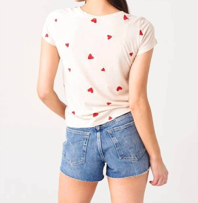 Shop Monrow Embroidered Heart 90's Tee In Bone In White