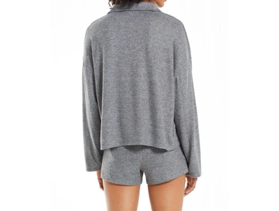 Shop Z Supply Game On Silky Long Sleeve Top In Heather Grey