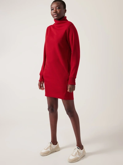 Shop Athleta Cozy Karma Mock Neck Dress In Red