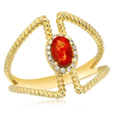 Diana M. 14kt Yg Ring With 0.06ct Diamonds And 0.41ct Em / 2.80gm / 17 Stone In White