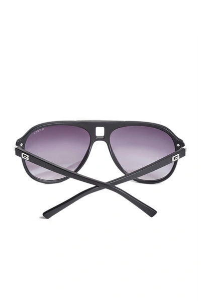 Shop Guess Factory Logo Matte Aviator Sunglasses In Purple