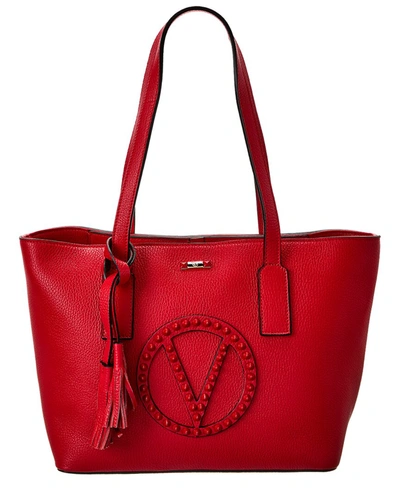 Shop Valentino By Mario Valentino Prince Rock Leather Tote In Red