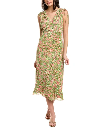 Shop Anne Klein Crossover Mesh Midi Dress In Green