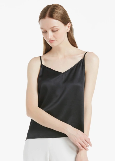 Shop Lilysilk V Neck Front And Back Silk Camisole In Black