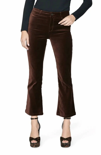Shop Paige Claudine Ankle Flare Pants In Chicory Coffee Velvet In Brown