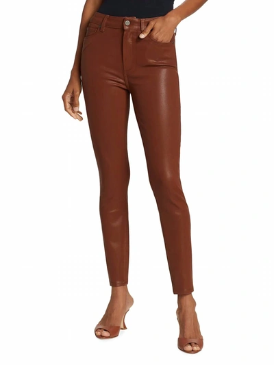 Shop Paige Hoxton Ankle Pants In Burgundy Dust Luxe Coating In Brown