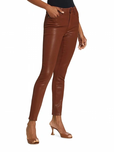 Shop Paige Hoxton Ankle Pants In Burgundy Dust Luxe Coating In Brown
