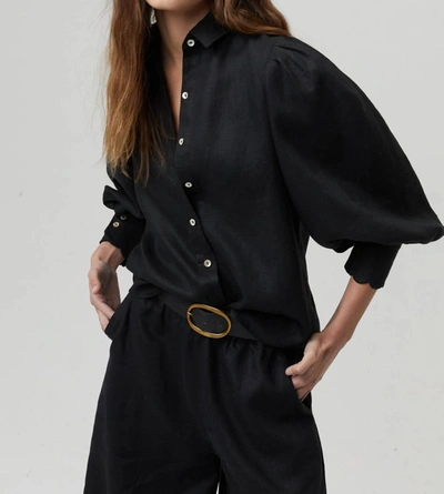 Shop Lanhtropy Camille Linen Shirt In Black