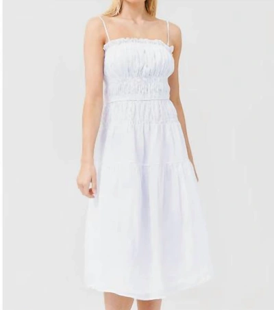 Shop Frame Smocked Midi Dress In White