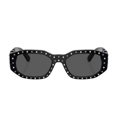 Shop Versace Ve 4361 539887 53mm Unisex Geometric Sunglasses In Black
