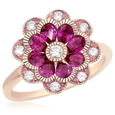 Diana M. 14kr Ring With 0.26ct Diamonds And 1.30ct Rb / 4.19 Gm / 17 St In White