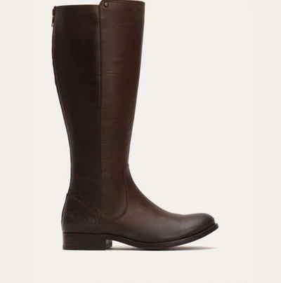 Shop Frye Melissa Stud Back Zip Wide Calf Boots In Redwood In Brown